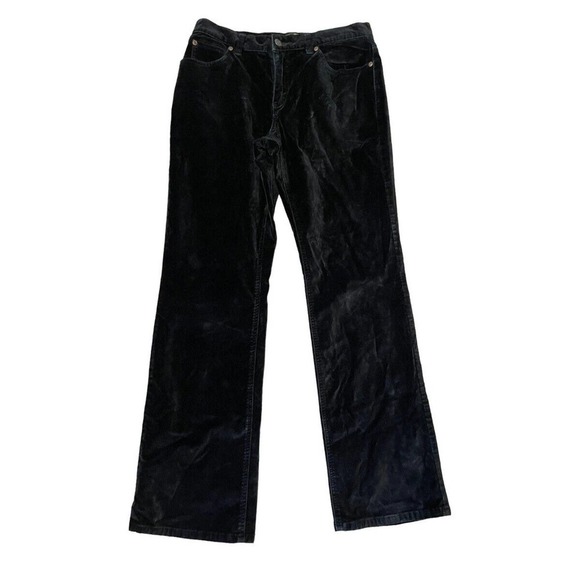 EDDIE BAUER Women’s Size 8 Black Velvet Velour Boot Cut Pants Trousers - Picture 1 of 7